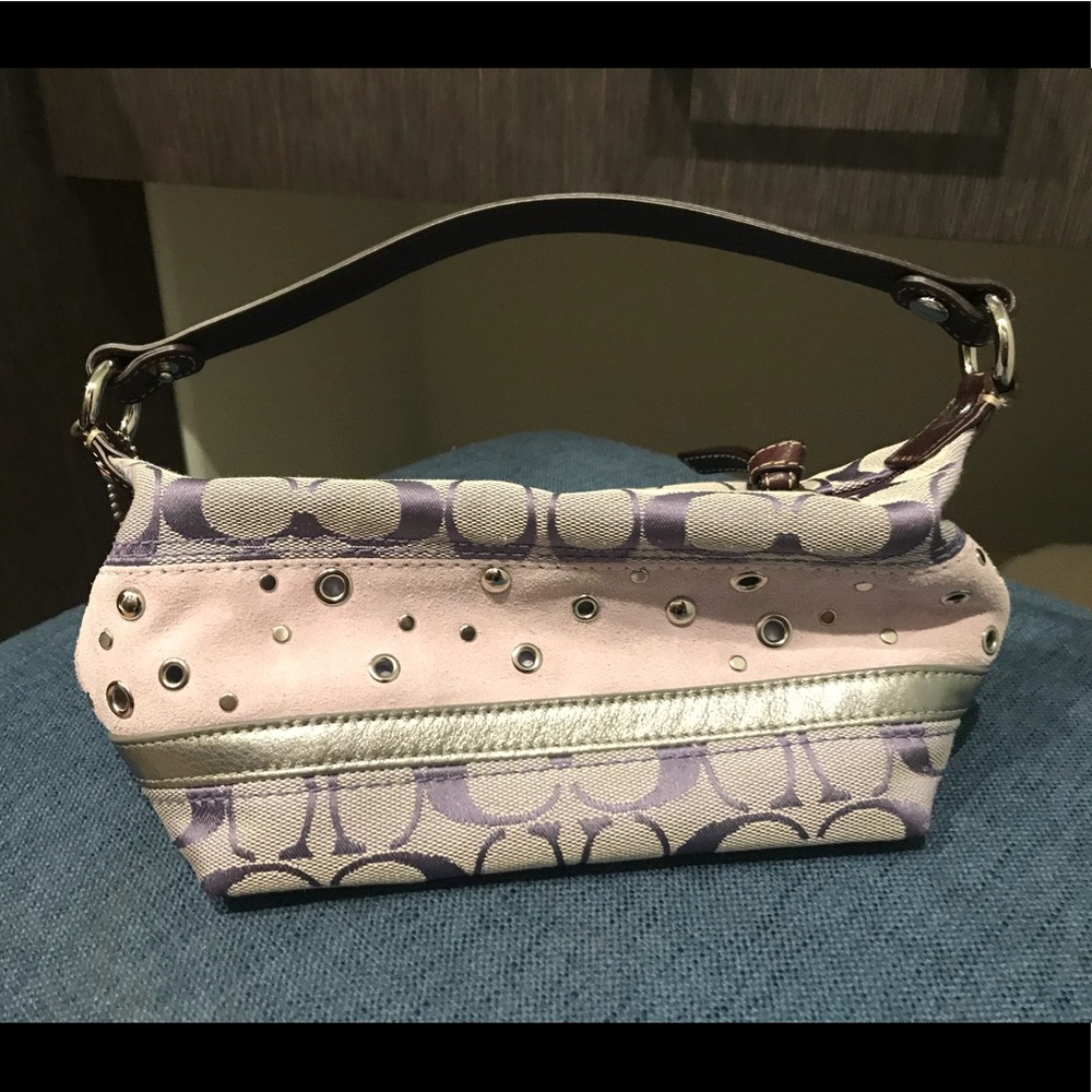 Suede and canvas coach bag